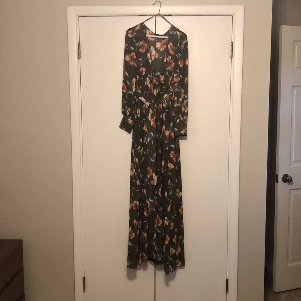 Green Floral Fall/Spring Maxi Dress